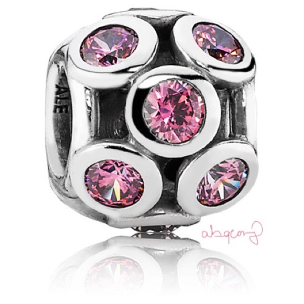 EUC Pandora 791153CZS Sterling Silver Whimsical Lights Charm w/ Salmon Zirconia